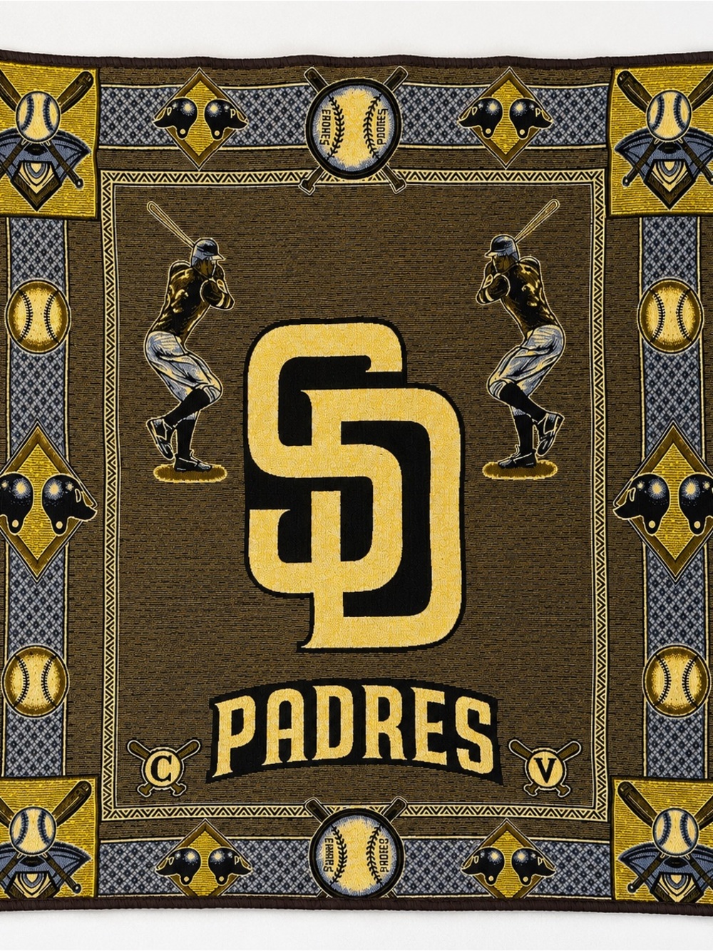 Vintage San Diego Padres Woven Blanket 88x70 Large Tapestry Wall Hanging MLB